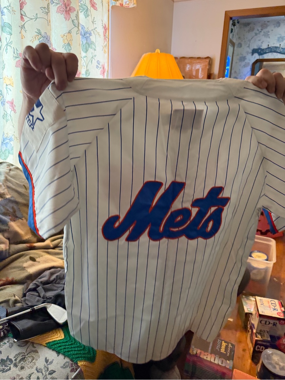 New York Mets White Pinstripe Button-Front Men’s Baseball Jersey - Picture 3 of 7